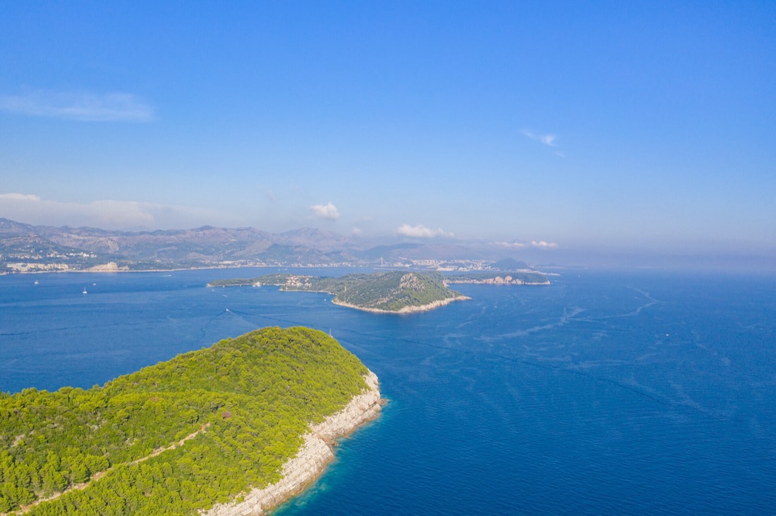 Turquoise channels between the green Elaphiti islands